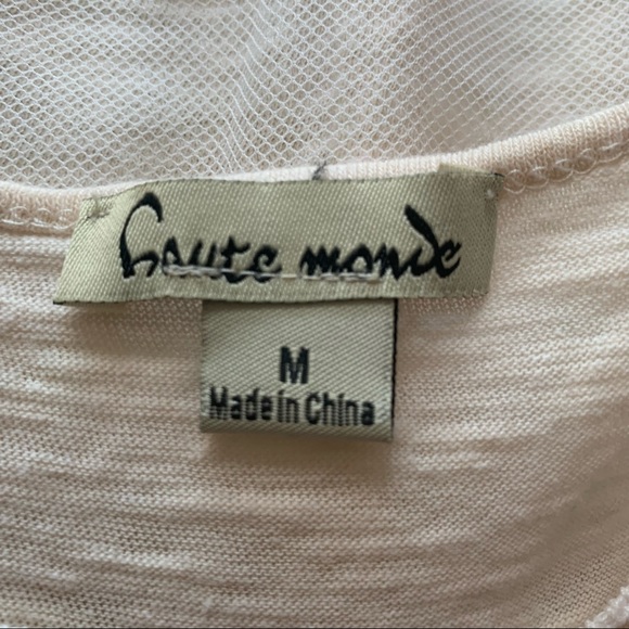 Haute Monde Ivory Lace Embroidered Tank Top Sz M - Picture 5 of 5